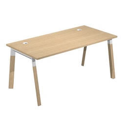 [94058] Scrivania Woody Superior 160x80cm piano rovere/gambe bimat. metal/massello