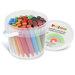 [93848] Secchiello 48 pastelli a cera Jumbo D13mm 85mm 12colori PRIMO