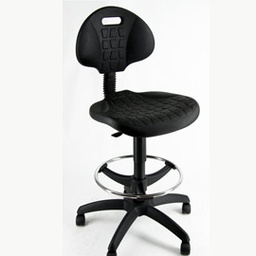 [73059] SEDIA ALTA TECNIGRAFO ESOS E2 NERA in PU con POGGIAPIEDI e RUOTE