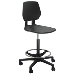 [92354] Sedia alta tecnigrafo ESOS PG NERA in PP con POGGIAPIEDI e RUOTE