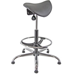 [76660] SEDIA TECNICA A SELLA E19W NERA in PU con POGGIAPIEDI