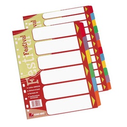 [57021] SEPARATORE 12 TASTI COLORATI CARTONCINO A4 FESTIVAL
