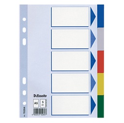 [45649] Separatore neutro in PPL 5 tasti colorati f.to A5 ESSELTE