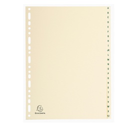 [94269] Separatori in cartoncino 24 tasti A-Z tipo pelle color avorio 155G A4 Exacompta