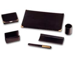[27221] SERVIZIO SCRITTOIO CLASSIC NERO IN SIMILPELLE (6 COMPONENTI) City Time