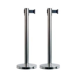 [80273] Set 2 COLONNINE SEGNAPERCORSO con nastro NERO 210cm Budget Retractable Securit
