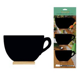 [74561] SET 3 MINI LAVAGNE SEGNAPOSTO Silhouette 'TAZZA' Securit