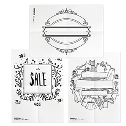 [86924] Set 3 stencil su foglio A2 a tema ''SCONTI'' Securit