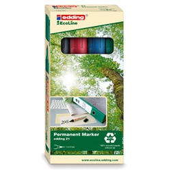 [80195] SET 4 MARCATORI PERMANENTI 21 ECOLINE P.CONICA COLORI ASSORTITI EDDING