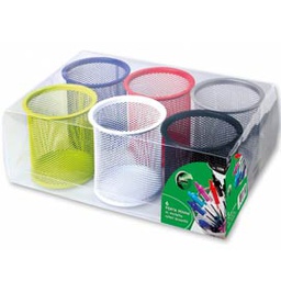 [57990] SET 6 BICCHIERI PORTAPENNE IN RETE COLORATA ART.1226