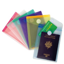 [80542] SET 6 BUSTE PP CON VELCRO F.TO VERTICALI 11.4X15.8CM COLORI ASSORTITI