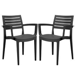 [97493] Set da 2 sedie con braccioli Firenze in polipropilene antracite Grandsoleil