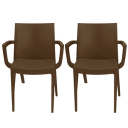 [97497] Set da 2 sedie con braccioli Venice in polipropilene moka Grandsoleil