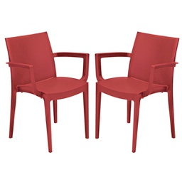 [97498] Set da 2 sedie con braccioli Venice in polipropilene rosso Grand Soleil