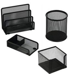 [58001] Set scrivania 4 accessori in rete metallica nero 1424 LEBEZ