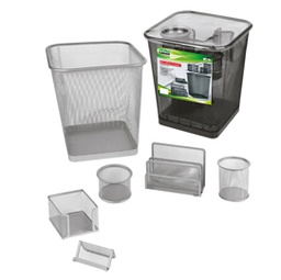 [58003] Set scrivania 6 accessori in rete metallica nero 1426 LEBEZ