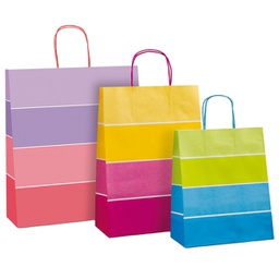 [94708] Shopper Bicolor c/manici in carta ritorta 22X10X2cm colori ass. Rex Sadoch