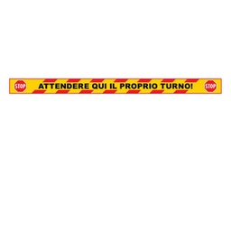[90512] Striscia adesiva da terra 100x7cm ''ATTENDERE QUI IL PROPRIO TURNO''