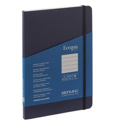 [94730] Taccuino c/elastico EcoQua Plus cucito f.to A5 80 fg. righe blu scuro Fabriano