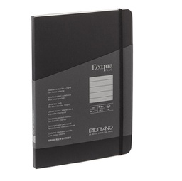 [94732] Taccuino c/elastico EcoQua Plus cucito f.to A5 80 fg. righe nero Fabriano