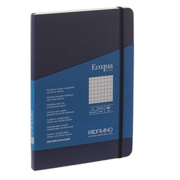 [94725] Taccuino c/elastico EcoQua Plus cucito f.to A5 80 fogli 5mm blu scuro Fabriano