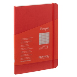 [94726] Taccuino c/elastico Ecoqua Plus cucito f.to A5 80 fogli 5mm lampone Fabriano