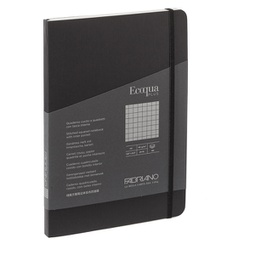 [94727] Taccuino c/elastico EcoQua Plus cucito f.to A5 80 fogli 5mm nero Fabriano