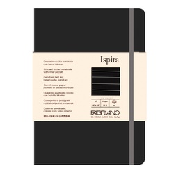 [94762] Taccuino c/elast. Ispira cop. fless. f.to A5 96fg. a righe nero Fabriano