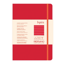 [94766] Taccuino c/elast. Ispira cop. fless. f.to A5 96fg. a righe rosso Fabriano