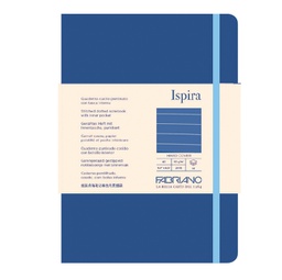 [94755] Taccuino c/elast. Ispira cop. rigida f.to A5 96fg. a righe blu royal Fabriano