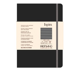 [94750] Taccuino c/elast. Ispira cop. rigida f.to A5 96fg. a righe nero Fabriano