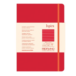 [94754] Taccuino c/elast. Ispira cop. rigida f.to A5 96fg. a righe rosso Fabriano