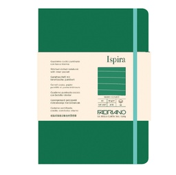 [94752] Taccuino c/elast. Ispira cop. rigida f.to A5 96fg. a righe verde Fabriano