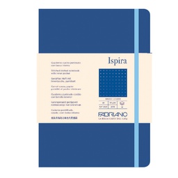 [94749] Taccuino c/elast. Ispira cop. rigida f.to A5 96fg. puntinato blu royal Fabriano