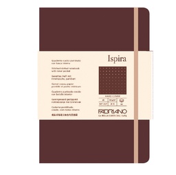 [94745] Taccuino c/elast. Ispira cop. rigida f.to A5 96fg. puntinato marrone Fabriano
