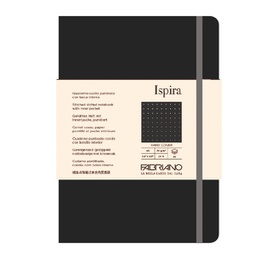[94744] Taccuino c/elast. Ispira cop. rigida f.to A5 96fg. puntinato nero Fabriano