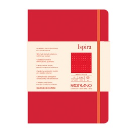 [94748] Taccuino c/elast. Ispira cop. rigida f.to A5 96fg. puntinato rosso Fabriano