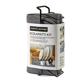 [91151] Tappetino scolapiatti in microfibra con griglia a 9 posti