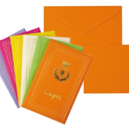 [67576] TASCHETTA 10biglietti+10buste F.to 9 9x14cm CAPRI COLORI ASSORTITI