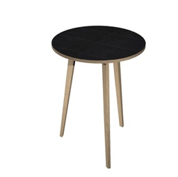 [92496] Tavolo alto tondo D80xH105cm Rovere/Nero venato Woody