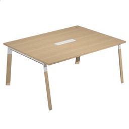 [94064] Tavolo riunione Woody Sup.160x120cm piano rovere/gambe bimat. metal/massello