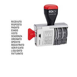 [38138] Timbro DATARIO + POLINOMIO 04000WD 12 diciture 4mm COLOP