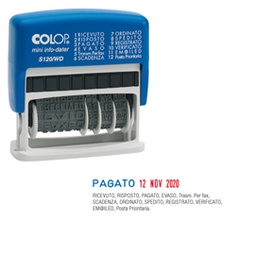 [38128] Timbro mini S120WD DATARIO + POLINOMIO 12diciture 4mm autoinchiostrante COLOP