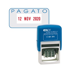 [48012] Timbro S260/L2 DATARIO + PAGATO 4mm autoinchiostrante COLOP