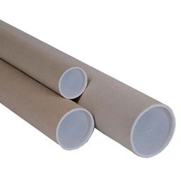 [71954] TUBO IN CARTONE AVANA doppio tappo trasparente 70cm D6cm