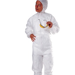 [73765] TUTA CON CAPPUCCIO PPL Tg. L bianco MONOUSO