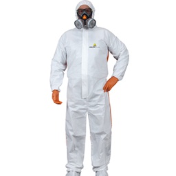 [79635] TUTA PROTEZ.DA RISCHIO CHIMICO DT125 Tg. L bianco-arancio MONOUSO