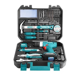 [94492] Valigetta con trapano avvitatore e 127 accessori Total