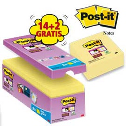 [74003] VALUE PACK 14+2 BLOCCO 90fg Post-it  Super Sticky Giallo Canary 76x76mm