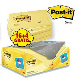 [73089] VALUE PACK 16+4 BLOCCO 100fg Post-it® Giallo Canary 76x127mm 72GR 655CY-VP20